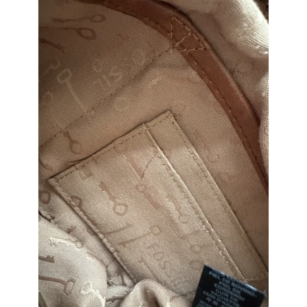 Fossil Issue 54 Brown‎ Leather Messenger Bag Crossbody Charm Satchel Chain Purse